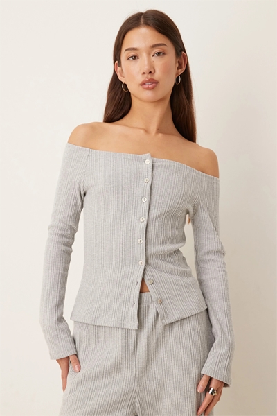 Кардиган с открытыми плечами из сверхмягкой смешанной ребристой ткани артикул 151099100