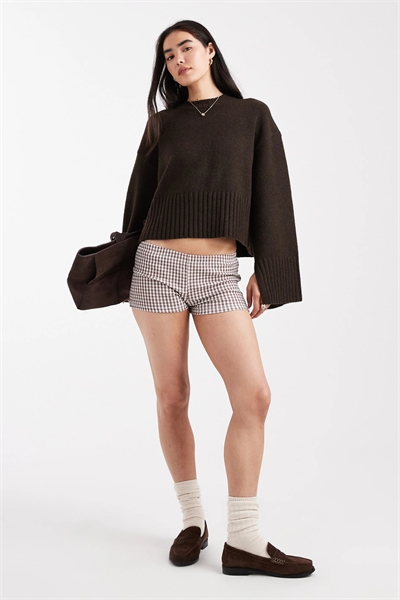 Свитер с круглым вырезом, вязаный, с ребристыми манжетами и подолом артикул 150669929