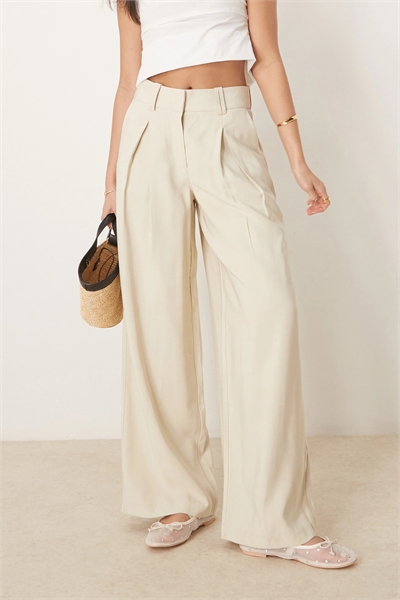 Брюки с высокой талией и складками спереди артикул 141662720