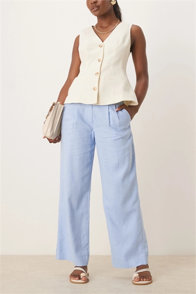 Брюки из льна с заниженной талией и изгибом артикул 144436903