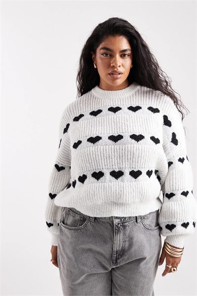 Свитер из трикотажа с узором «кривая» в виде сердечек артикул 150776607