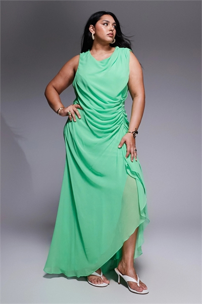 ASOS DESIGN: макси-платье с сборками на талии и оборками, с открытой спиной артикул 141461976