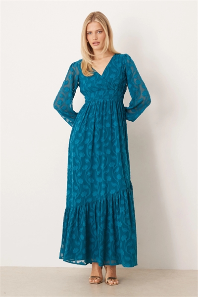 Макси-платье с цветочным узором в технике «берн-аут», асимметричным разрезом по подолу и завязками на спине артикул 154856755