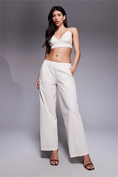 Брюки с широкими брючинами и эластичным поясом, имитирующие льняную ткань co-ord артикул 143503938