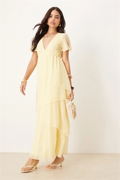 Платье до щиколотки с многослойным добби артикул 141274393