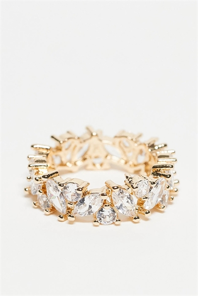 Кольцо в форме багета с прозрачными кристаллами циркония артикул 151928782