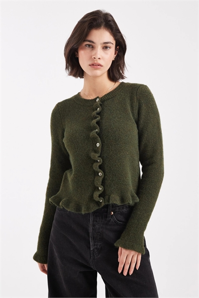 Вязаный кардиган с оборками из шерсти артикул 152234021