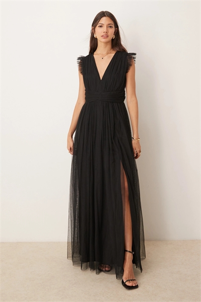 Макси-платье для подружки невесты с глубоким V-образным вырезом артикул 139773776