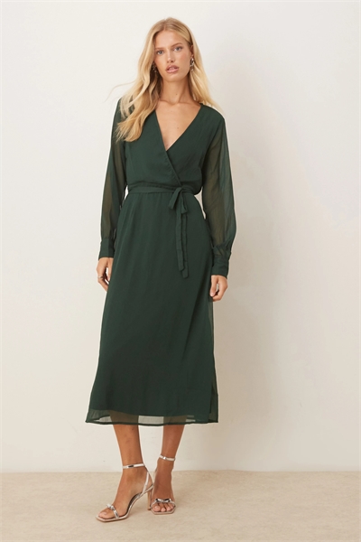 Платье средней длины с длинными рукавами и V-образным вырезом артикул 136873570