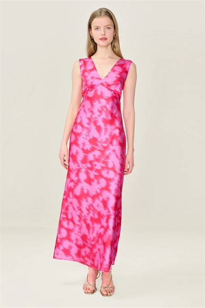 Платье Nova: атласное платье средней длины с цветочным принтом и открытой спиной артикул 155951674