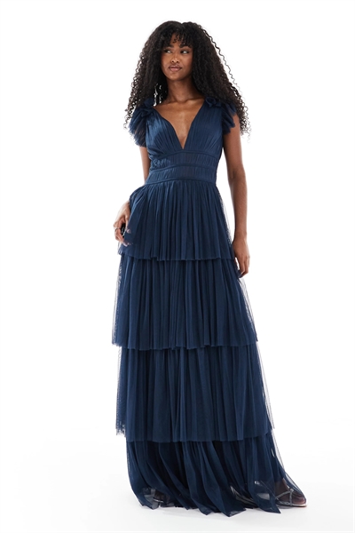 Макси-платье из тюля с воланами для подружки невесты артикул 146850772