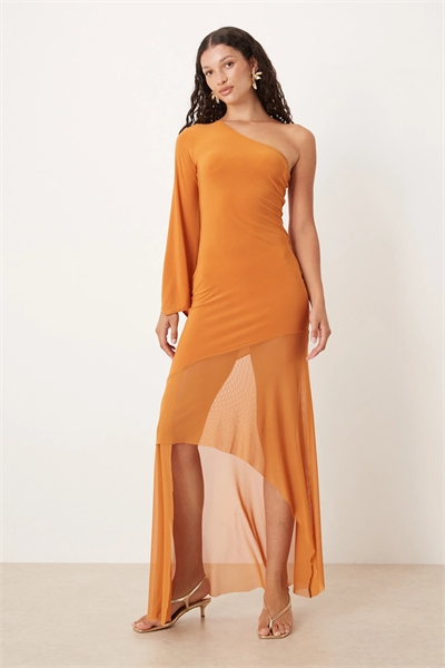 Макси-платье с одним плечом в стиле шарфа и прозрачной юбкой артикул 151959900