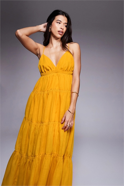 Макси-платье-камизоль с многослойным кроем, рюшами и объемной юбкой артикул 141726397