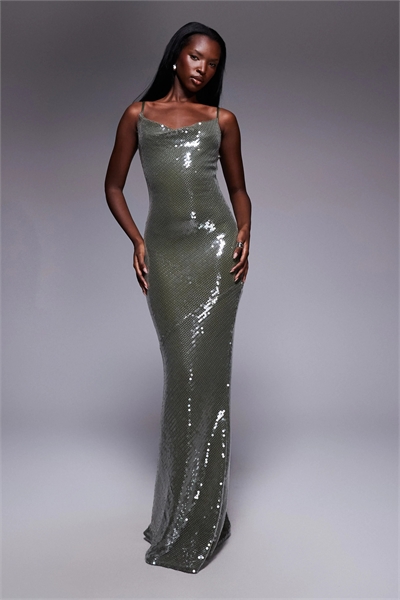 Прозрачное макси-платье с капюшоном, украшенное пайетками, и открытой спинкой на бретелях артикул 150196783