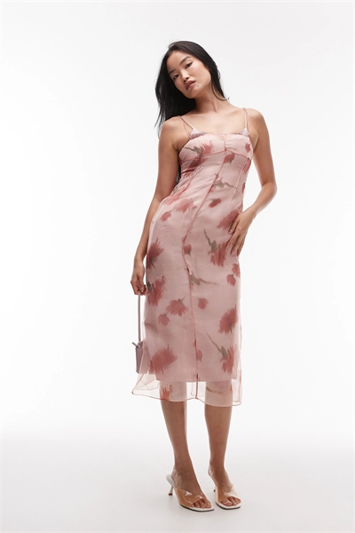 Двухслойное платье средней длины с V-образным вырезом артикул 147197984