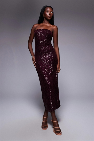 Платье-миди с пайетками и повязкой на груди артикул 150150392