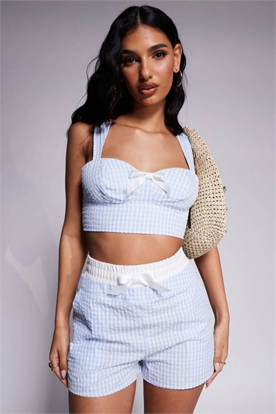 Укороченный корсет с бантиком из ткани с высоким содержанием хлопка co-ord артикул 140075362