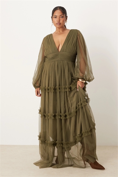 Макси-платье в стиле бохо с оборками артикул 149761620