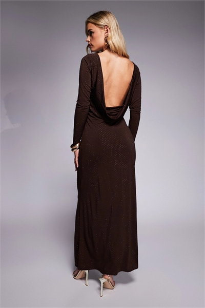 Макси-платье с длинными рукавами и капюшоном на спине артикул 150150122