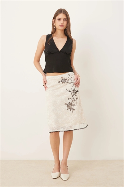 Юбка средней длины Laykha с кружевом и цветочным принтом артикул 154868164