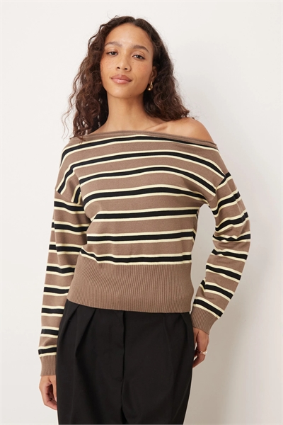 Джемпер Jalira Asym с открытыми плечами и полосками артикул 150836304