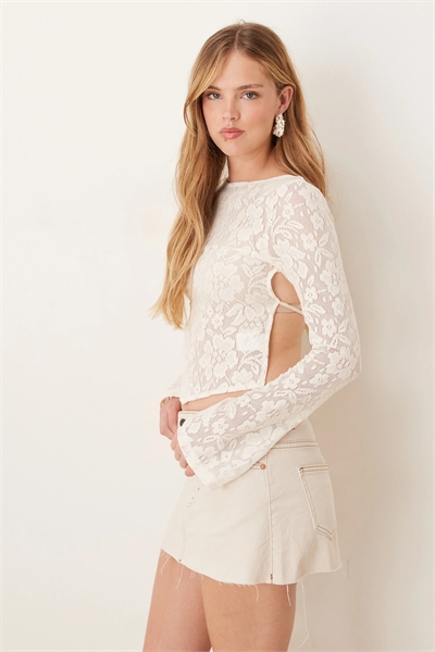 Топ с длинными рукавами и завязками на спине, связанный крючком из ткани «Халфи Хибискус» артикул 148920514