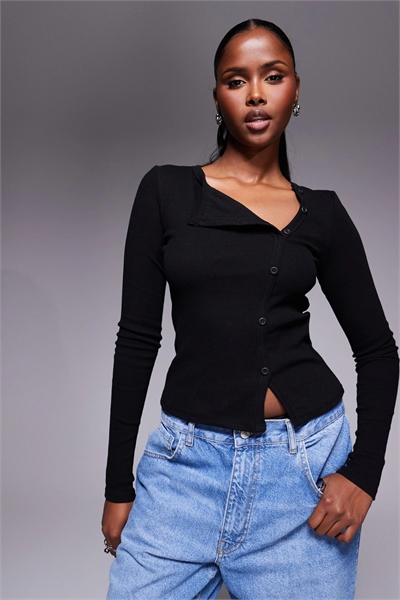 Топ с длинными рукавами от Passoni с ребристой асимметричной отделкой на кнопках артикул 148071794