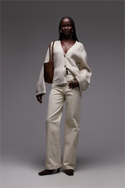 Джинсы средней посадки с широкими брючинами артикул 153683152