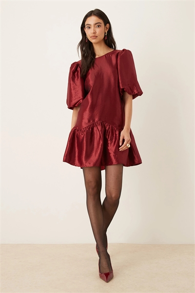 Мини-платье с короткими рукавами, объемным лифом и балонными рукавами артикул 151999820