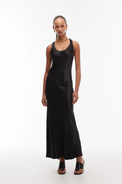 Макси-платье с атласным вырезом артикул 152352919