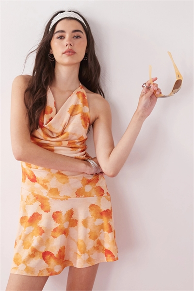 Мини-платье с завязками на шее артикул 149049409