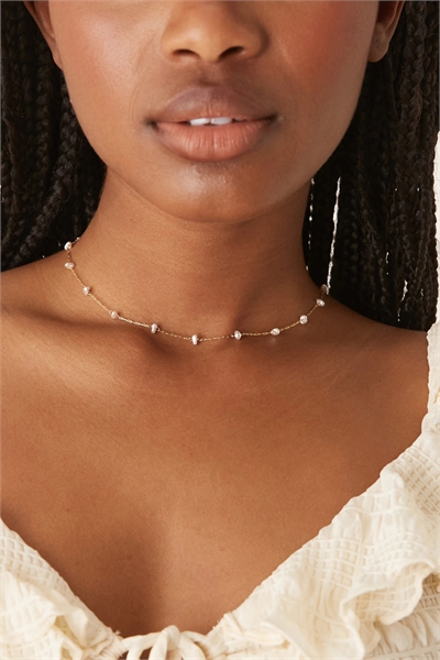 Колье с жемчужинами на цепочке артикул 143484444