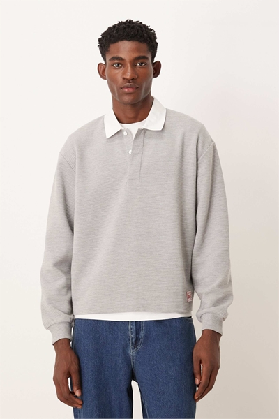 Полурубашка свободного кроя с ребристой отделкой и тканой этикеткой артикул 153528690