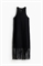 Трикотажное платье в стиле вязания крючком с отделкой бахромой - Фото 12588318