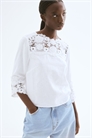 Блузка из льняного бленда с вышивкой 1289207001 - Фото 13475907