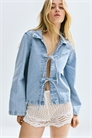 Джинсовая куртка с завязками спереди 1275286003 - Фото 13589499