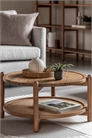 Кофейный столик из дерева акации с полкой из ротанга 1312734001 - Фото 13838174