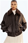 Кожаная куртка оверсайз 1298541001 - Фото 13887981