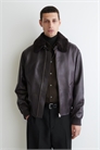 Кожаная куртка с воротником из овечьей шерсти 1291662001 - Фото 13914443