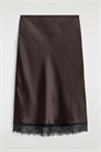 Юбка-миди из атласа с кружевной отделкой 1319627001 - Фото 13941060