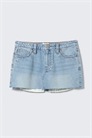 Мини-юбка из денима с низкой посадкой и необработанным подолом 1265736002 - Фото 13944413