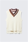 Хлопковый жилет с V-образным вырезом из кабельного трикотажа 1295433001 - Фото 13950554