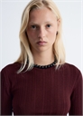 Топ с вырезом лодочки из шерсти с ребристой вязкой 1286682001 - Фото 13951947