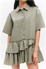 Мини-платье-рубашка с оборками в стиле оверсайз 1295386003 - Фото 13959353