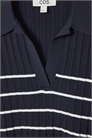Трикотажное платье-поло в полоску длины мини 1227426001 - Фото 14044269
