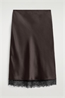 Юбка-миди из атласа с кружевной отделкой 1319627001 - Фото 14055514
