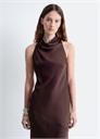 Платье-миди из атласа с вырезом в виде шали 1315870001 - Фото 14095171