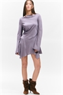 Асимметричное атласное мини-платье с длинными рукавами 1307527002 - Фото 14108295