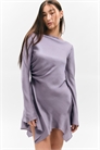 Асимметричное атласное мини-платье с длинными рукавами 1307527002 - Фото 14108296