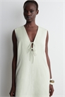 Платье-миди из льняного полотна с завязками спереди 1281603003 - Фото 14114789